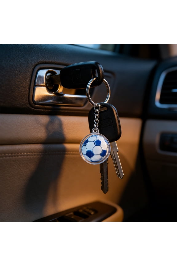 2026 Acrylic Soccer Keychain - Mini Football Key Ring, Soccer Fan Merchandise Collectible, Portable Bag Gift for Sports Enthusiasts & Match Day Decor White