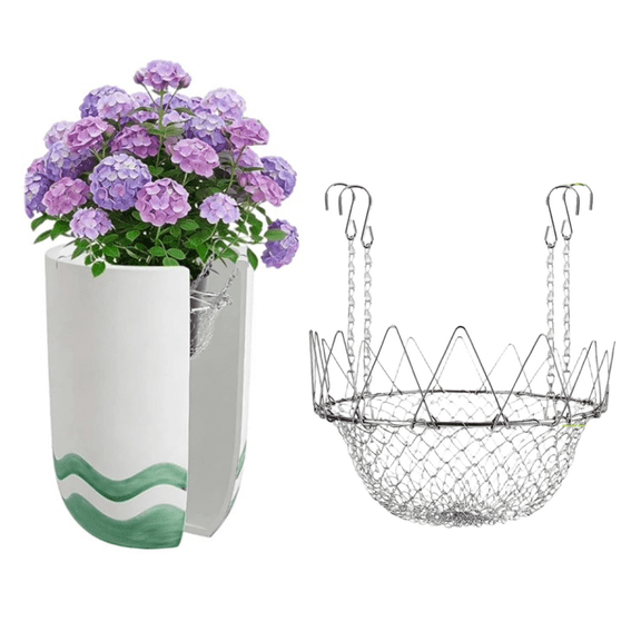 2026 Adjustable Height Planter Inserts, 12-18" Plant Risers for Inside Pots, Stainless Steel Planter Lift Insert with 4 Hooks, Chain Pot Fillers for Tall Flower Pots 1PCS