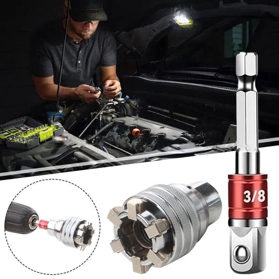 2026 Adjustable Universal Socket, Multi-Function Universal Socket Wrench with Extension Rod, Compatible with Power Drills Cordless Drills Manual Ratchets