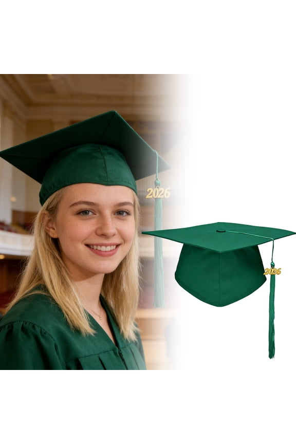 2026 Adult Polyester Graduation Cap Adjustable Head Band Timeless Square Mortarboard with Tassel College Doctoral Celebration Hat