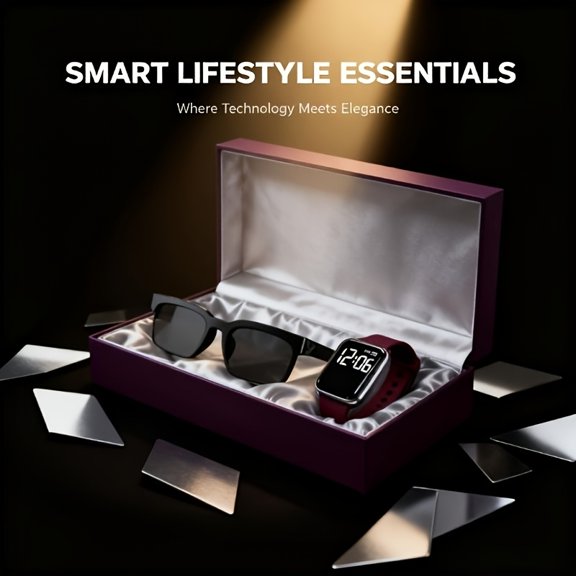 2026 Advanced Technology Smart Package - Includes a Pair of Smart Glasses And an Electronic Watch in Any Color, Capable of Wireless Calls And Message Notifications, Ai-Powered Translation Glasses