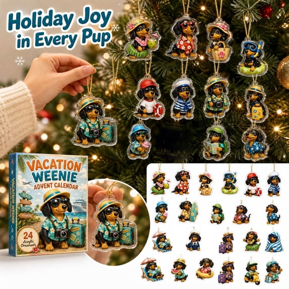 2026 Advent Calendar for Adults, 24 Days Countdown Calendar, 2D Flat Acrylic Dog Pendant Set with Daily Collectible Ornaments, Gifts For Family & Friends