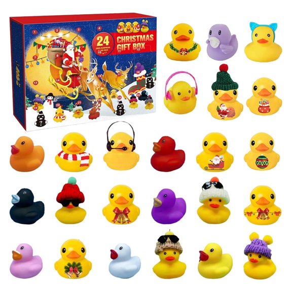 2026 Advent Calendar Christmas Ducks - 24pcs Rubber Duck Advent Calendar 24 Days of Christmas Countdown Toys for Xmas Party Favors Kids Toddlers