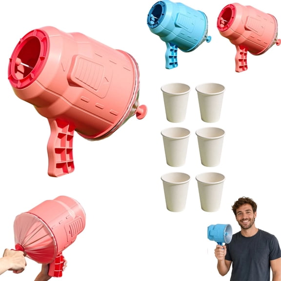 2026 Air Cannon Toy Handheld Air Blaster Battery Free Compressed Air Shooting Game Toy With 6 Paper Cups Plastic Vortex Launcher For Indoor Target Practice Backyard Birthday Party Games,Pink