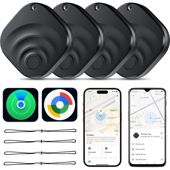 2026 Air  Tags Item Locator for Android & iOS    Tags Compatible with  Find My (iOS) & 's Find Hub(Android) for , Luggage, Wallet,  Black (4 Pack)