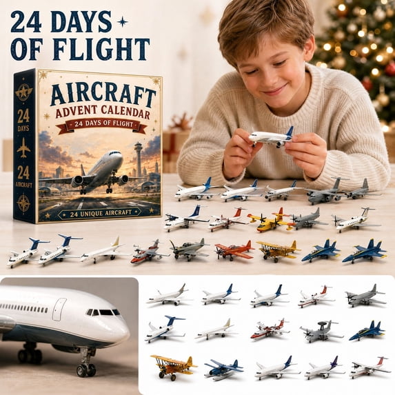 2026 Aircraft Models Advent Calendar, 24 Days Christmas Countdown Blind Box with Acrylic Airplane Collectible Ornaments