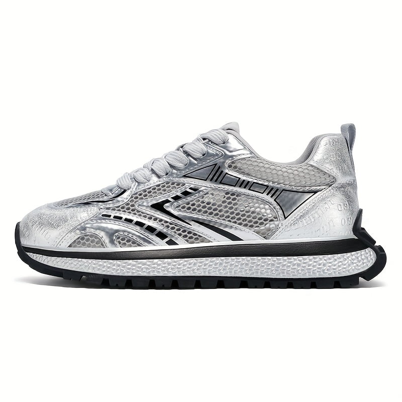 2026 All-Season Men'S Fashion Sneakers -  Low-Top Lace-Up Casual Shoes for Hiking, Outdoor & Daily Wear, Hiking Shoes, Modern Sneakers，Thick Cushioned PVC Sole, Breathable Fabric & Synthetic Upper