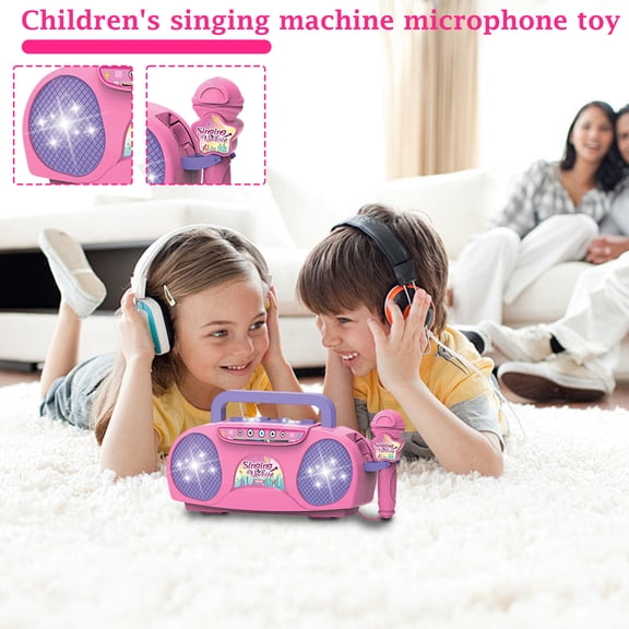 2026 All-in-One Microphone Toy,Kids Machine Toy With Microphone,Light Up Karaoke Player Compatible,Portable Bluetooth Speaker with 1 Wireless Microphones,Girls Gifts for Christmas Home Party
