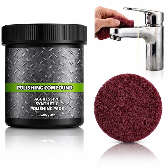 2026 All-in-One Surface Restoration Polish with Polishing Pad, Multi-Surface Scratch Remover Cream for Leather Wood Marble Countertop Metal Sink Cookware Oven Appliances, 100g