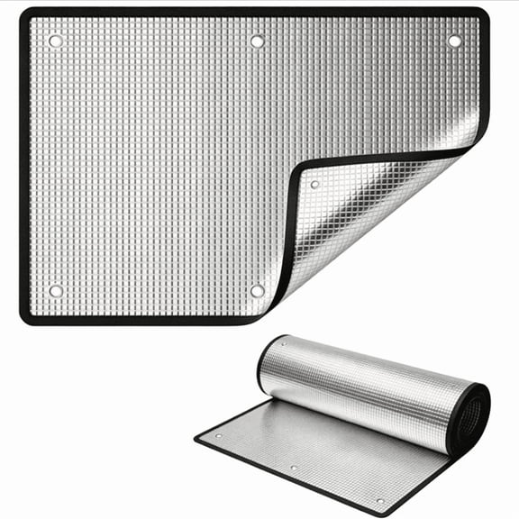 2026 Aluminum Foil Insulation Window Film, Total Blackout Cover, Sun Roof Reflective Film, Cooling Privacy Window Tint, Anti UV Rv Skylight Insulator, for Sun Room Black Edge 19.68*19.68