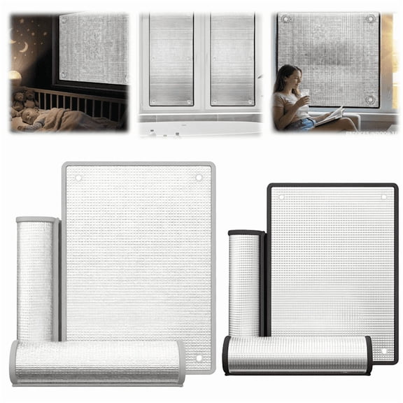 2026 Aluminum Foil Window Film - Heat Blocking & UV Protection Reflective Film for Glass | Thermal Insulation Privacy Film for Bedroom, RV & Garage Doors Black Edge 19.68*19.68