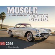 2026 American Muscle Cars Illustrated Wall Calendar 16-Month X-Large Size 14x22, Classic Cars Calendar by The KING Company-Monster Calendars