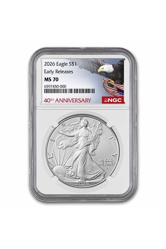 2026 American Silver Eagle MS-70 NGC (ER, 40th Anniversary)