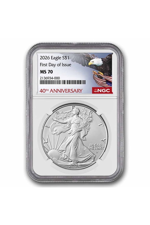 2026 American Silver Eagle MS-70 NGC (FDI, 40th Anniversary)