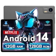 Android 14 Tablet, 10 Inch HD IPS Display, 12GB RAM, 128GB ROM, 1TB Expand, Octa-Core, 8000mAh Battery, 5G WiFi