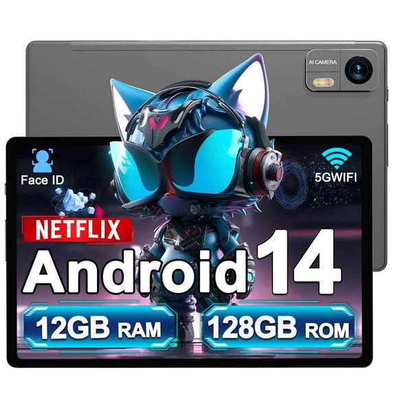 Android 14 Tablet, 10 Inch HD IPS Display, 12GB RAM, 128GB ROM, 1TB Expand, Octa-Core, 8000mAh Battery, 5G WiFi