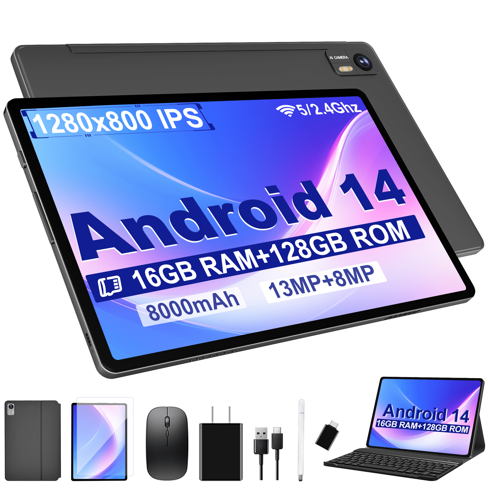 tablet Android 14 de 10 pulgadas, DDR4 de 8 GB de RAM y 64 GB de