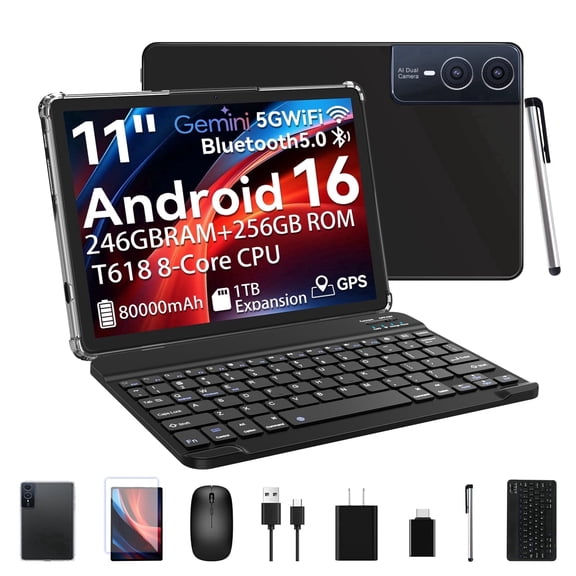 2026 Android 16 Tablet 11inch, 18W Fast Charging, 24GB+256GB+1TB Expand, Octa-core CPU, 8000mAh Large Battery, WiFi6, Touchscreen Display, Widevine L1 Tableta