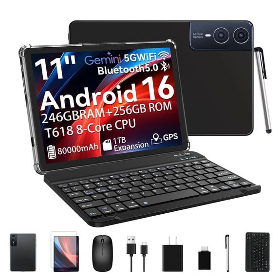 2026 Android 16 Tablet 11inch, 18W Fast Charging, 24GB+256GB+1TB Expand, Octa-core CPU, 8000mAh Large Battery, WiFi6, Touchscreen Display, Widevine L1 Tableta