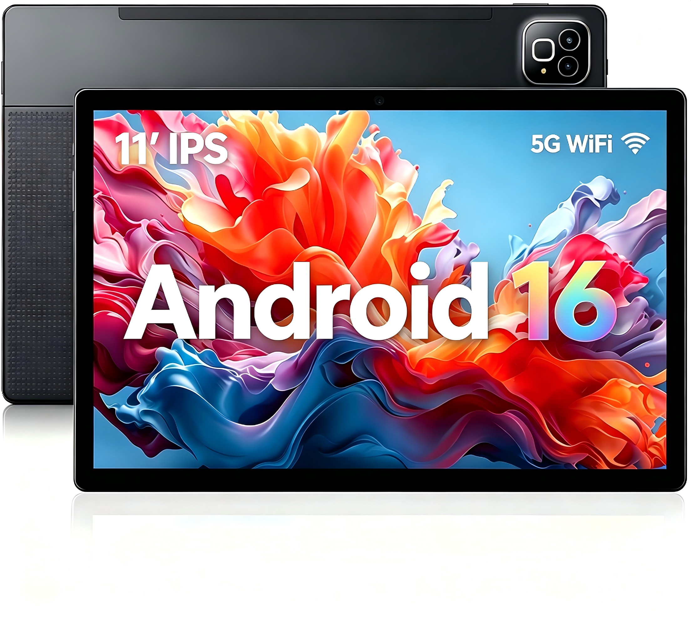 Tablet Android 16 11" 2026, desbloqueo facial, 32GB+256GB+expandible a 1TB, CPU Octa-core, batería grande 7800mAh, WiFi6, pantalla táctil, Widevine L1, negro