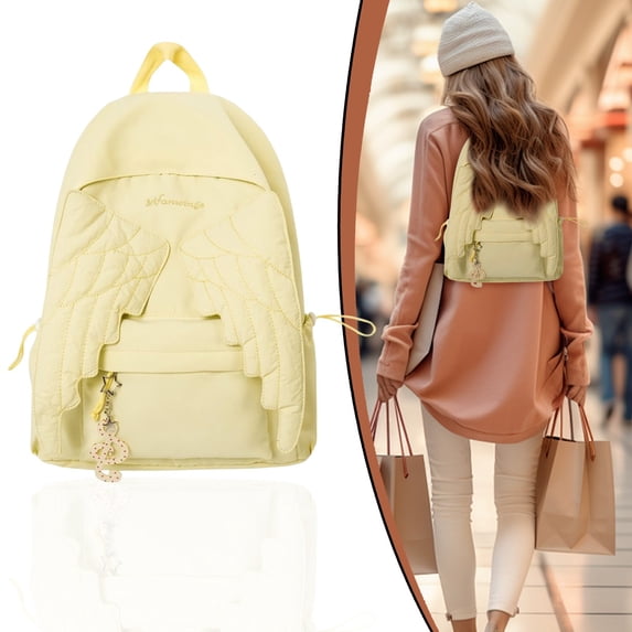 2026 Angel Wing Backpack , Cute Kawaii Travel Daypack with Fairy Wing Design, Large Capacity Nylon Bag with Zipper, Aesthetic Novelty Backpack for School, Travel, Daily Use