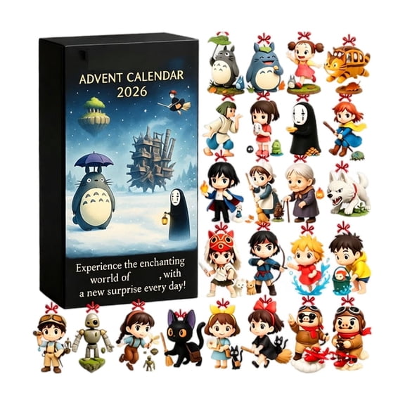 2026 Anime Advent Calendar Blind Box, 24Pcs 3D Plastic Figure Charms, Christmas Countdown Collectible Surprise Gift Box for Anime Lovers