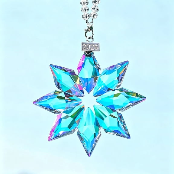2026 Annual Christmas Ornaments Crystal Snowflake Star, Sparkly Crystal Ornaments for Christmas Tree, Beautiful Christmas Ornaments for Women Girls