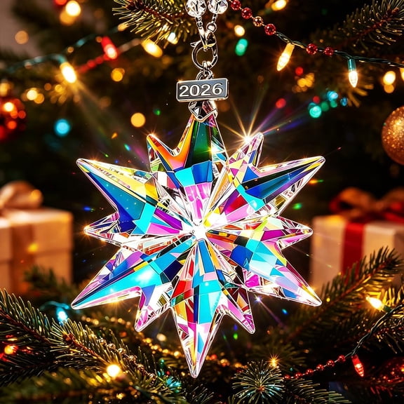 2026 Annual Christmas Ornaments Crystal Snowflake Star, Sparkly Unique Cute | Christmas Tree Ornaments, Glass Ornaments,Beautiful,Pretty,Elegant, Crystal Snowflake, Christmas Women Gifts 2026