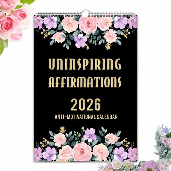 2026 Funny Flower Wall Calendar – Anti-Motivational & Sarcastic Quotes, Dark Humor Gift Calendar for Office or Home