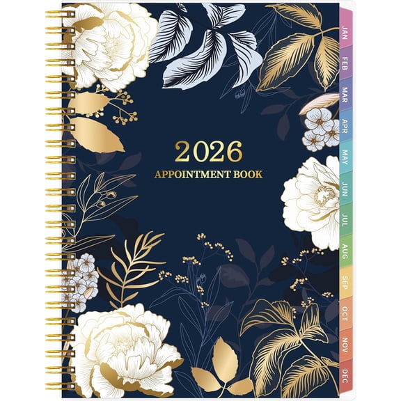 2026 Appointment Book, 30 Minutes-Hourly, Weekly Monthly Calendar Planner 2026, Jan 2026 - Dec 2026, 6.2'' x 8.4'', 2026 Daily Planner with Tabs Pocket, Flexible Cover, Great for Office, Home, Sch