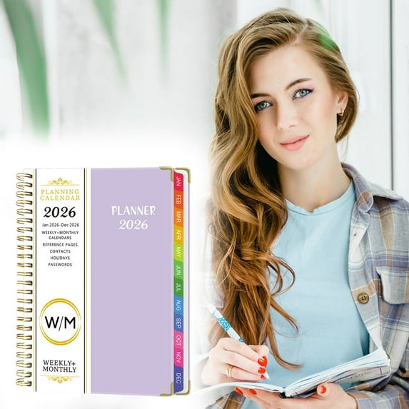 2026 Appointment Book 8.5'' x 6.2''- January - December 2026, Appointment Planner with Weekly & Monthly Spread, 15 Minute Increments, 2026 Daily Planner with Pockets, Tabs, Purple