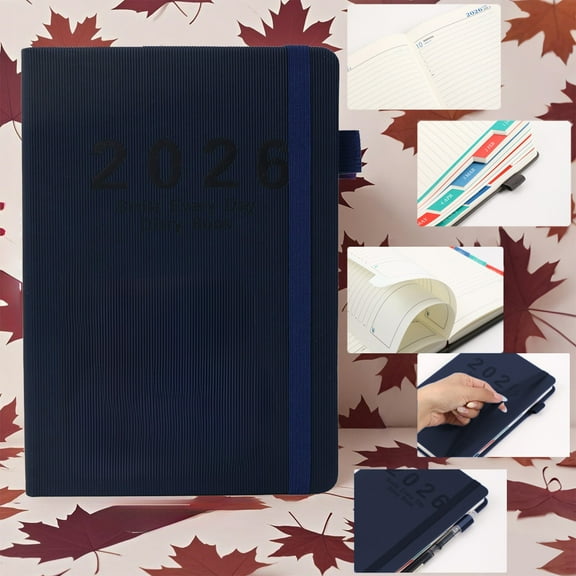 2026 Appointment Book,Planner Book,2026 English Calendar Notebook Vertical Patterned Strap Daily Planner Annual Calendar Notebook,2026 Weekly Appointment Book(Blue A5 9*6in)