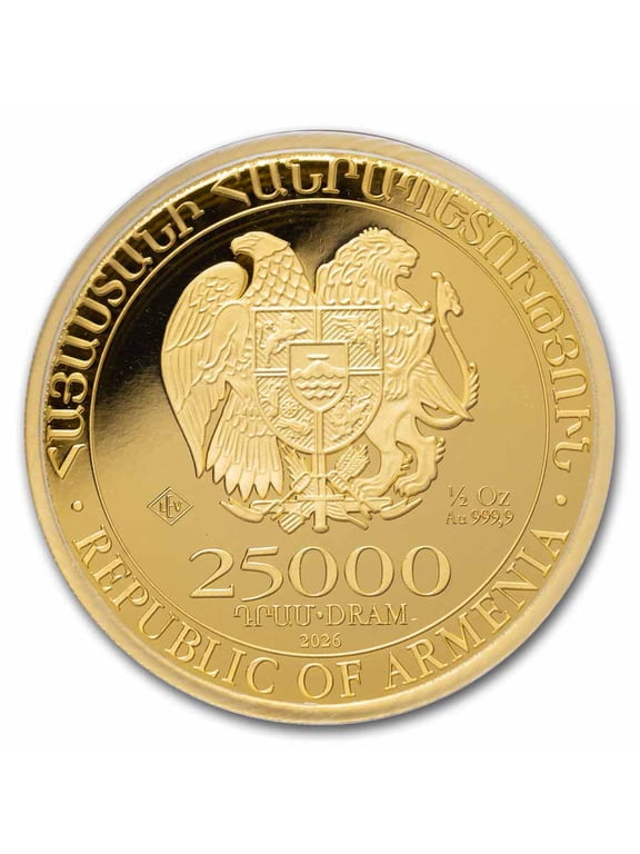 2026 Armenia 1/2 oz Gold 25,000 Dram Noah's Ark BU
