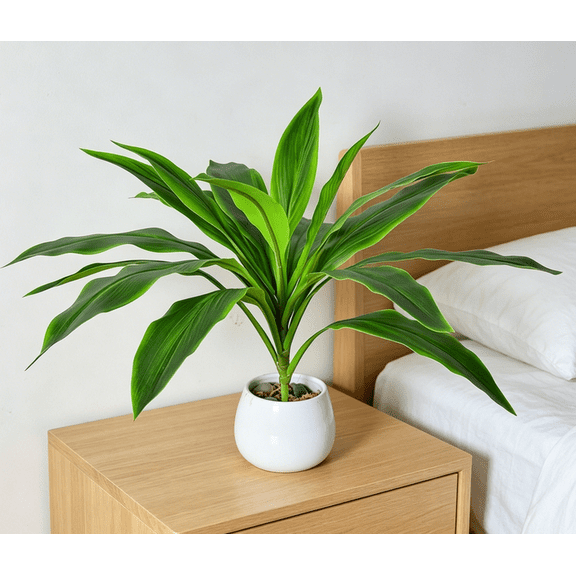 2026 Artificial Dracaena Plant,Fake Tree Indoor Greenery Decor for Coffee Table Desk Entryway,17.7 Inch Plastic Foliage Stems
