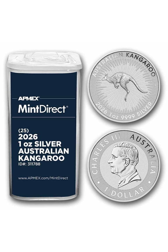 2026 Australia 1 oz Silver Kangaroo (25-Coin MintDirect Tube)