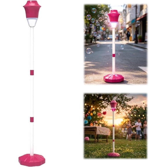 2026 Automatic Bubble Machine with Lights, Rechargeable Stand Bubble Maker Torch, Adjustable Height Magic Bubble Light Tower for Outdoor Garden, Patio, Wedding, Party, Event Decor