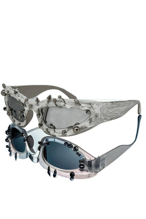 2026 Avant-garde Hip-hop Sunglasses with Unique Punk Rivet Decoration, Women's European and American Fashion Trend Street Style Glasses, Men's