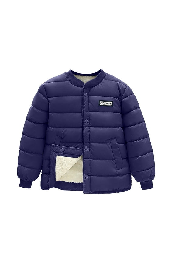 2026 Back to School Toddler Winter Jackets no Hood Cotton Warm Lined Coat Baby Boys Girls Windproof Thick Outwear Button Down Baby Girl Coat