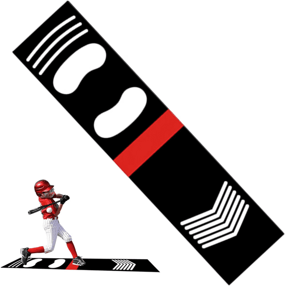 2026 Baseball Mats for Hitting Non Slip Shock Absorbing PU Batting Trainer Pitching Mat with Footprint Guide for Softball Practice Training Aid for Indoor Outdoor Sports,Black