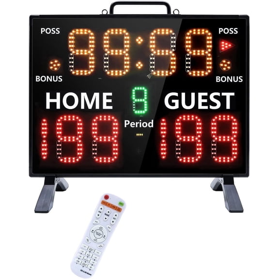 2026 Basketball Scoreboard with Remote, Battery Powered Electronic Digital Scoreboard with Timer, Portable Score Keeper High-Bright Score Board for Outdoor Sports Games