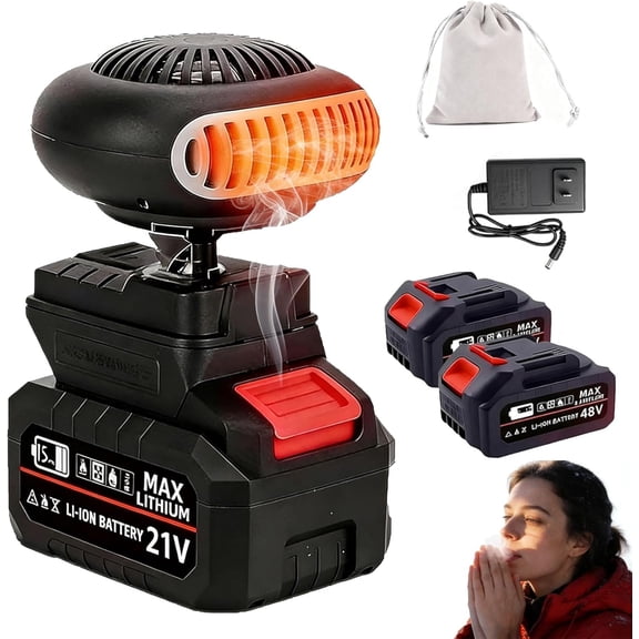 2026 Battery Powered Space Heater, Battery Operated Heaters For Indoors, With 3000mah Rechargeable Batteries, Wireless, Portable, Silent, And Anti-Tilt Design For Cars/Camping