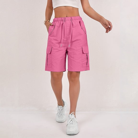 2026 Bermuda Shorts for Women Summer Cargo Shorts with Pockets Outdoor Quick Dry Hiking Shorts Drawstring Golf Shorts