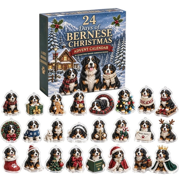 2026 Bernese Mountain Dog Advent Calendar, 24-Day Christmas Countdown Box with Collectible Flat Acrylic Hanging Charms, Breed-Specific Holiday Decor Set, Xmas Stocking Stuffer Gift & Dog Lovers