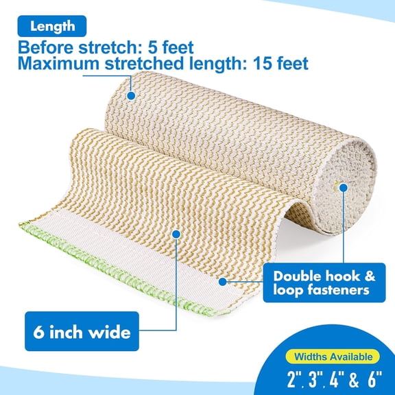 2026 Best 6 Inch Elastic Bandage Wrap 4 Pack - Latex Free Reusable Compression Bandage, Self Closure Hook & Loop for Ankle Knee Leg Foot, Premium Medical Support First Aid for Injury Recovery Sports