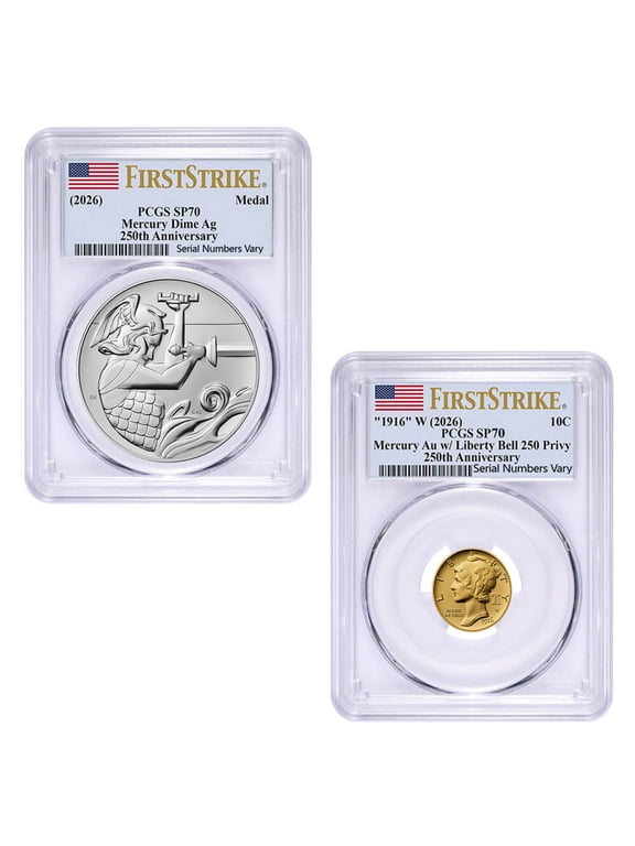 2026 Best of the US Mint 1916 Mercury Dime Gold Coin & Silver Medal Set PCGS SP/MS 70 FS