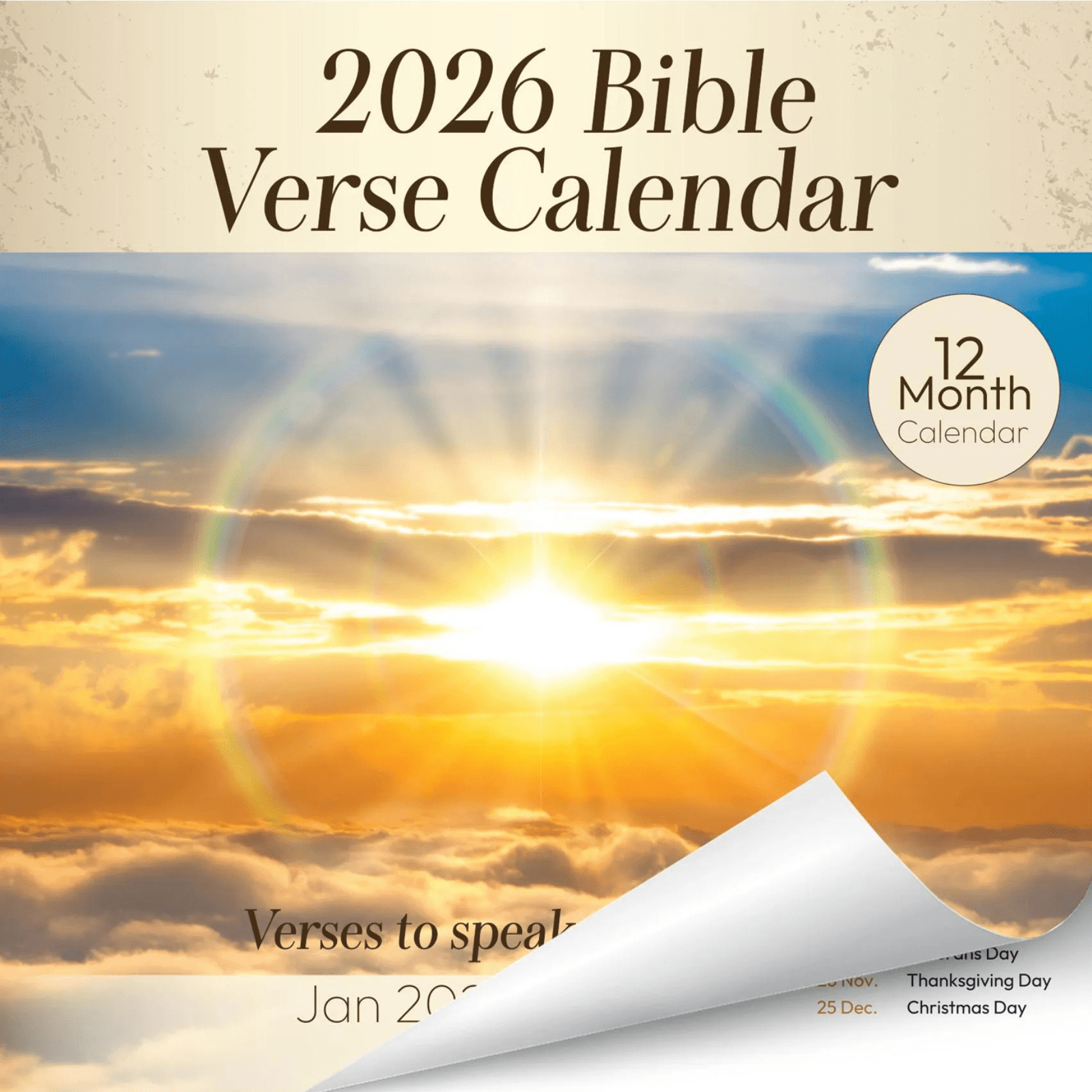2026 Bible Verse Calendar | 12"x12" Christian Wall Calendar (Jan 2026 ...