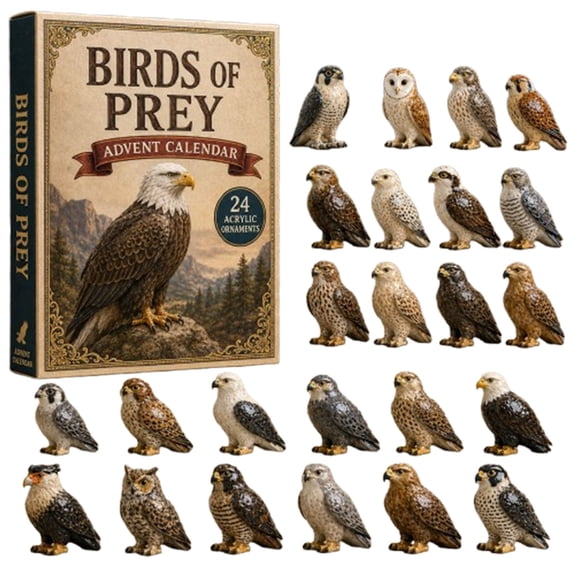 2026 Bird Species Christmas Advent Calendar, 24 Unique Bird Ornaments Countdown Set for Holiday Tree Decor,black