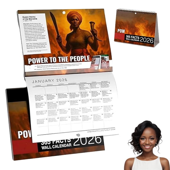 2026 Black History Calendar - Power to the People 365 Daily Facts, Educational Inspirational Wall Calendar for History Enthusiasts, Perfect Classroom & Home Decor Gift(1pcs)