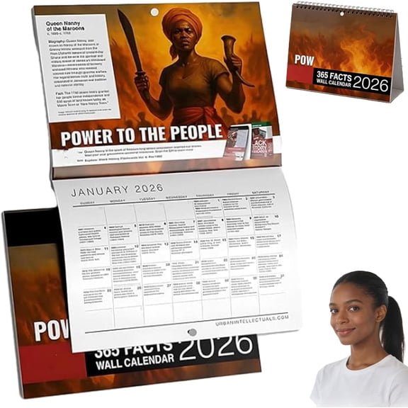 2026 Black History Calendar "Power to the People", 365 Days of African American History Facts, Educational Wall & Desk Planner for Classroom & Home Office