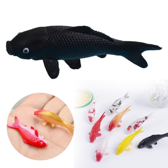 2026 Black Realistic Miniature Koi Fish Figurine – PVC Aquarium Ornament for DIY Fish Tank, Dollhouse & Japanese Garden Landscaping